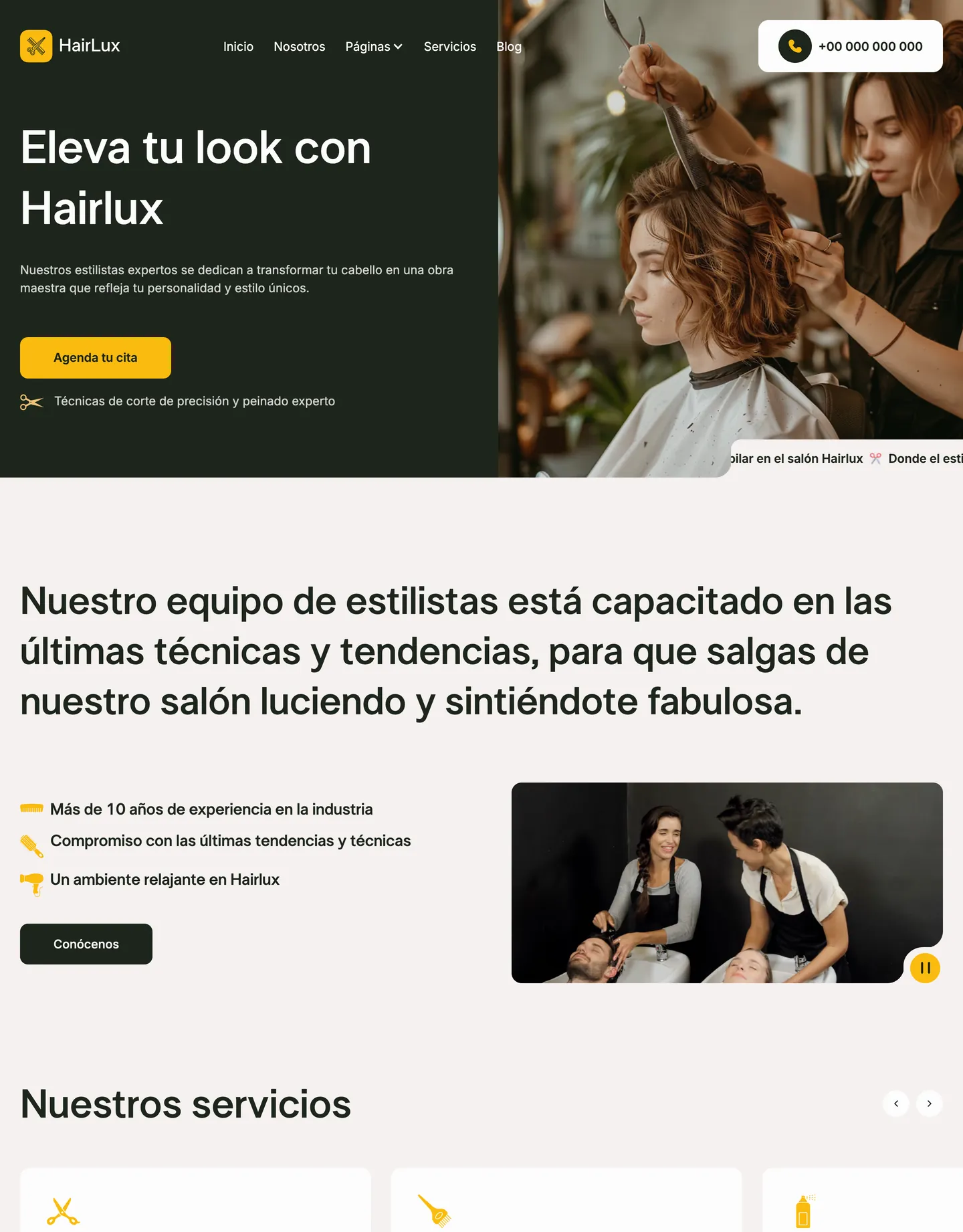 Plantilla de página web para belleza y estética